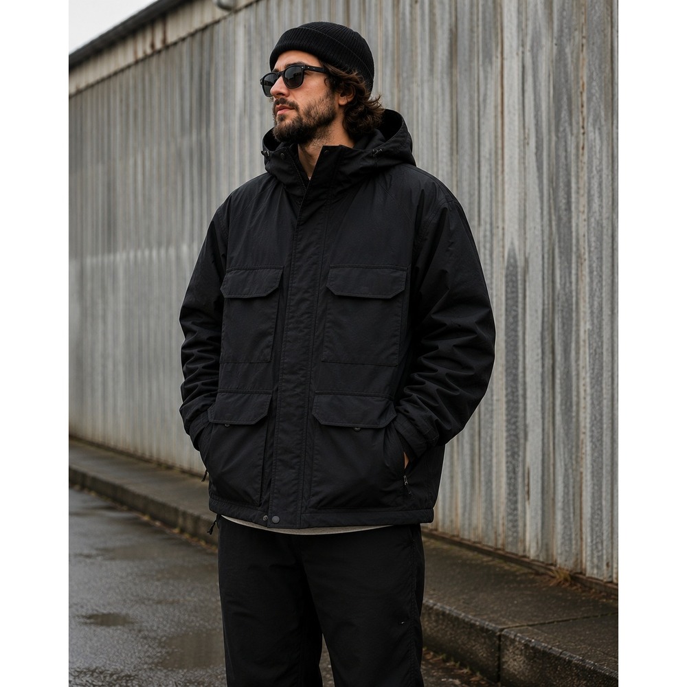 Duluth Trading 3XL Black Waterproof Rain Jacket Hooded Shell Pit Vents Nylon